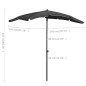 Ombrellone da Giardino con Palo 200x130 cm Antracite Ombrellone da Giardino con Palo 200x130 cm Antracite