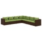 Set Divani da Giardino 7 pz con Cuscini in Polyrattan Marrone Set Divani da Giardino 7 pz con Cuscini in Polyrattan Marrone