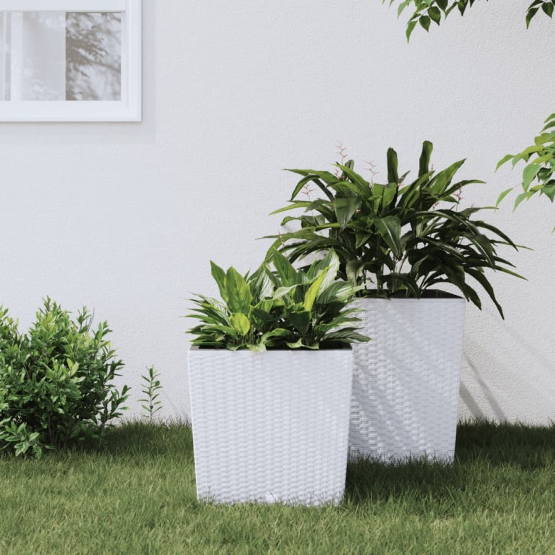 Fioriera con Interno Rimovibile Bianca 21 / 32 L PP Rattan Fioriera con Interno Rimovibile Bianca 21 / 32 L PP Rattan