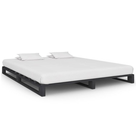 vidaXL Giroletto in Pallet Grigio Legno Massello di Pino 160x200 cm