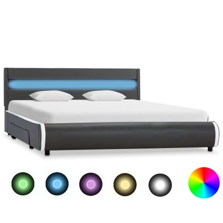 Giroletto con LED Antracite in Similpelle 160x200 cm