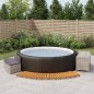 Bordo per Spa Grigio in Polyrattan e Legno Massello di Acacia