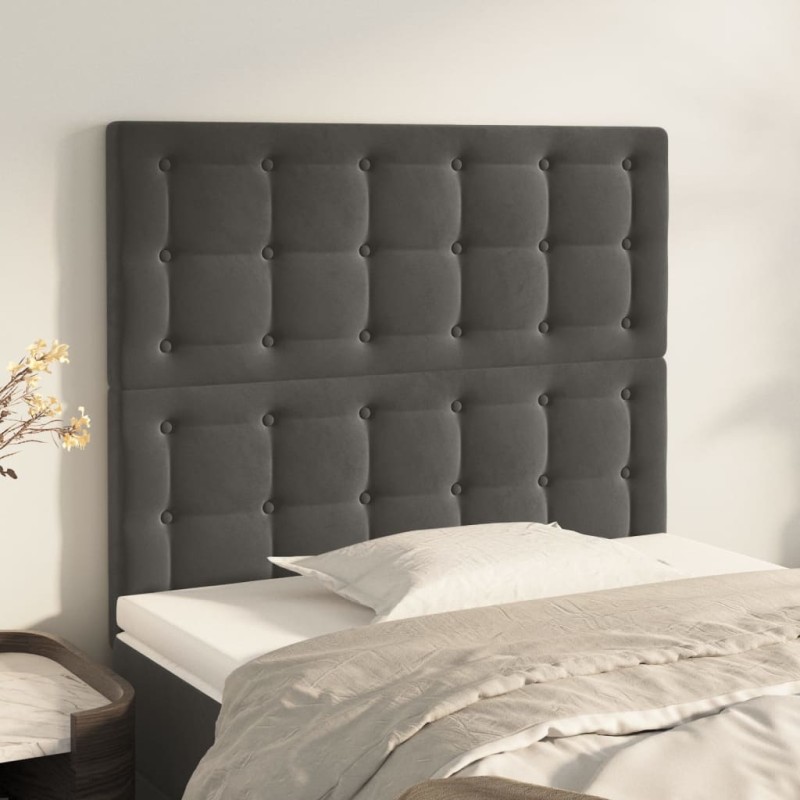 Testiere 2 pz Grigio Scuro 100x5x78/88 cm in Velluto Testiere 2 pz Grigio Scuro 100x5x78/88 cm in Velluto
