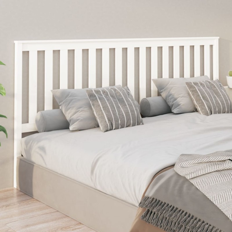 Testiera per Letto Bianca 206x6x101cm in Legno Massello di Pino Testiera per Letto Bianca 206x6x101cm in Legno Massello di Pino