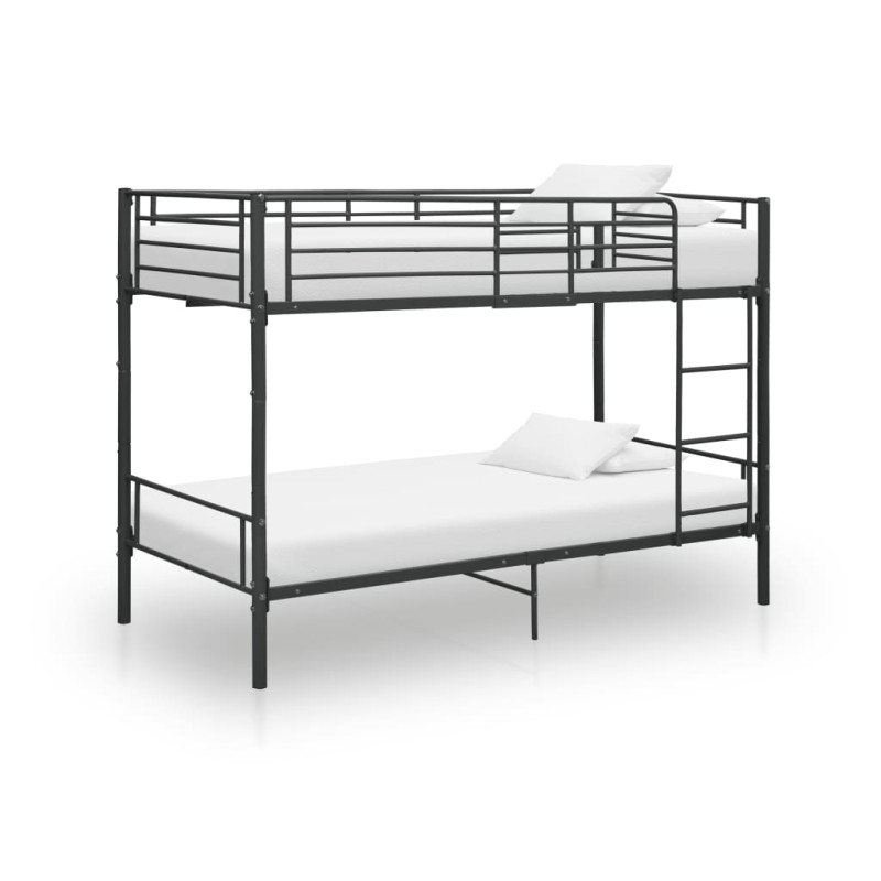 Letto a Castello Nero in Metallo 90x200 cm Letto a Castello Nero in Metallo 90x200 cm