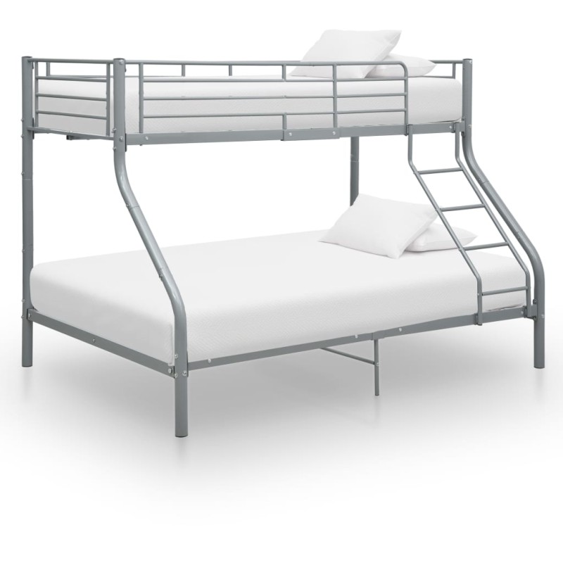 Letto a Castello Grigio in Metallo 140x200 cm/90x200 cm Letto a Castello Grigio in Metallo 140x200 cm/90x200 cm