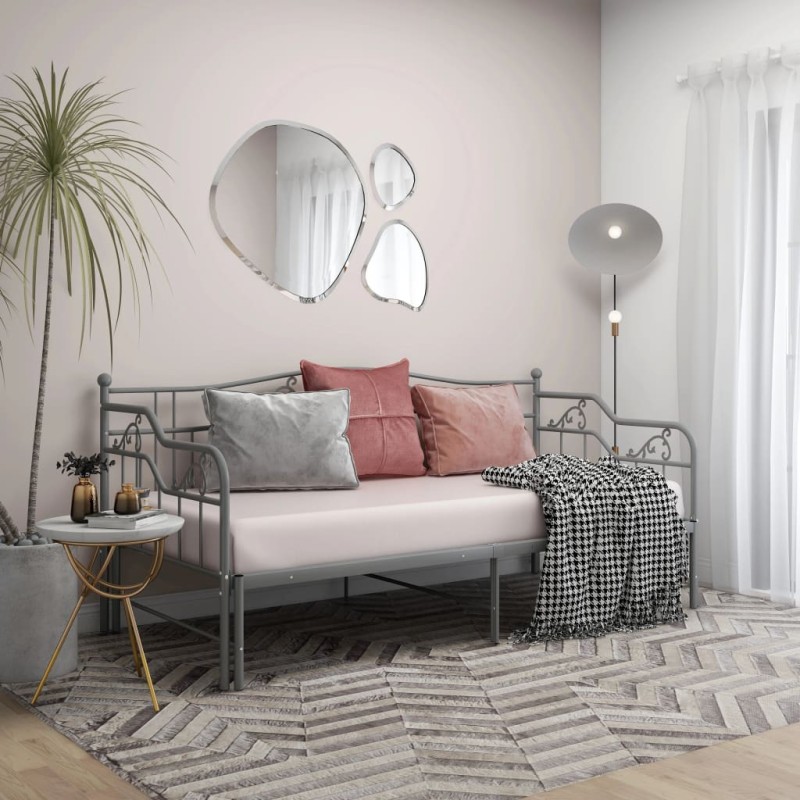 Telaio Divano Letto Estraibile Grigio in Metallo 90x200 cm Telaio Divano Letto Estraibile Grigio in Metallo 90x200 cm