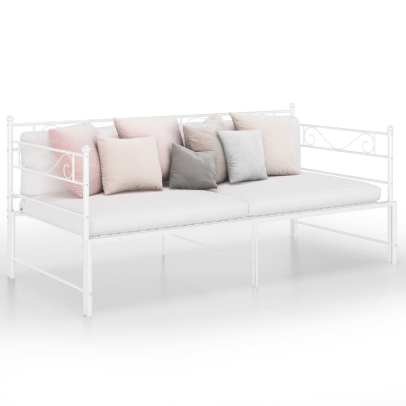 Telaio Divano Letto Estraibile Bianco in Metallo 90x200 cm Telaio Divano Letto Estraibile Bianco in Metallo 90x200 cm