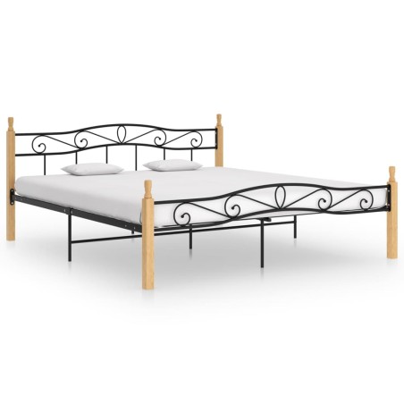Giroletto in Metallo Nero e Legno Massello di Rovere 200x200 cm