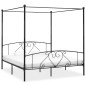 Letto a Baldacchino Nero in Metallo 200x200 cm Letto a Baldacchino Nero in Metallo 200x200 cm