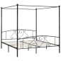 Letto a Baldacchino Nero in Metallo 200x200 cm Letto a Baldacchino Nero in Metallo 200x200 cm