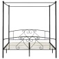 Letto a Baldacchino Nero in Metallo 200x200 cm Letto a Baldacchino Nero in Metallo 200x200 cm