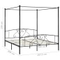 Letto a Baldacchino Nero in Metallo 200x200 cm Letto a Baldacchino Nero in Metallo 200x200 cm