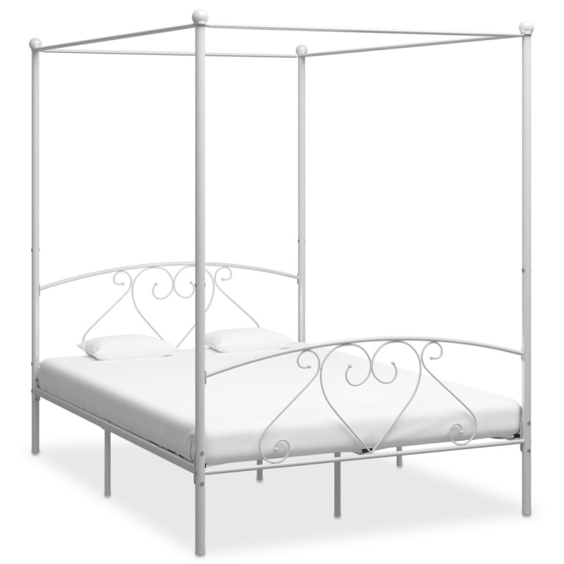 Letto a Baldacchino Bianco in Metallo 140x200 cm Letto a Baldacchino Bianco in Metallo 140x200 cm