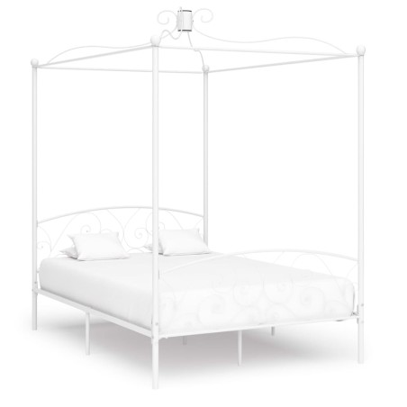 Letto a Baldacchino Bianco in Metallo 120x200 cm