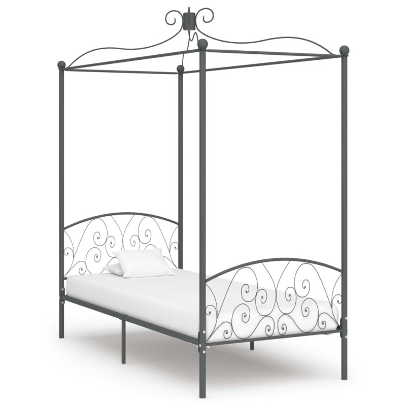 Letto a Baldacchino Grigio in Metallo 90x200 cm Letto a Baldacchino Grigio in Metallo 90x200 cm