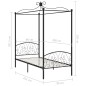 Letto a Baldacchino Nero in Metallo 90x200 cm Letto a Baldacchino Nero in Metallo 90x200 cm