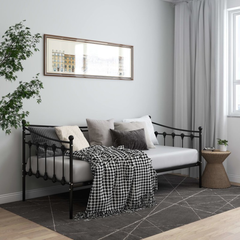 Telaio Divano Letto Nero in Metallo 90x200 cm Telaio Divano Letto Nero in Metallo 90x200 cm