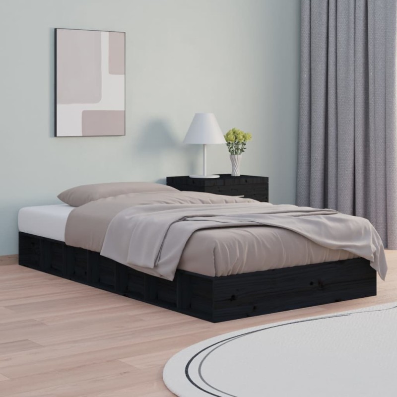 Giroletto Nero 135x190 cm 4FT6 Double in Legno Massello Giroletto Nero 135x190 cm 4FT6 Double in Legno Massello