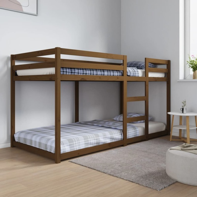 Letto a Castello Miele 90x200 cm in Legno Massello di Pino