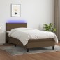Letto a Molle Materasso e LED Marrone Scuro 90x200cm in Tessuto Letto a Molle Materasso e LED Marrone Scuro 90x200cm in Tessuto