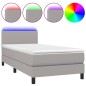 Letto a Molle Materasso e LED Grigio Chiaro 90x200 cm Tessuto Letto a Molle Materasso e LED Grigio Chiaro 90x200 cm Tessuto