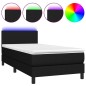 Letto a Molle con Materasso e LED Nero 90x200 cm in Tessuto Letto a Molle con Materasso e LED Nero 90x200 cm in Tessuto