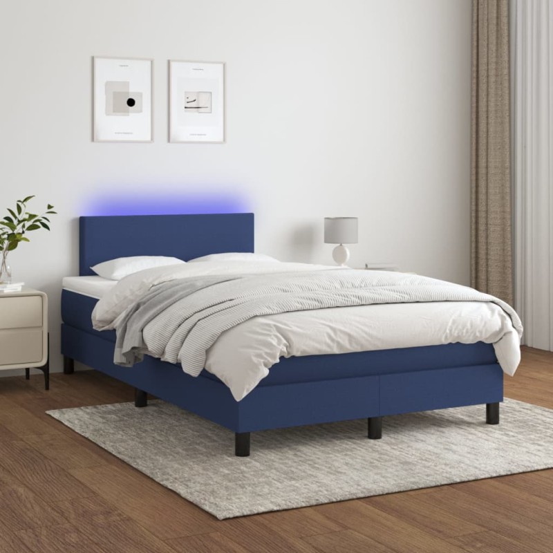 vidaXL Letto a Molle con Materasso e LED Blu 120x200cm in Tessuto vidaXL Letto a Molle con Materasso e LED Blu 120x200cm in Tessuto