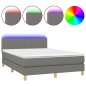 Letto a Molle Materasso e LED Grigio Scuro 140x190cm in Tessuto Letto a Molle Materasso e LED Grigio Scuro 140x190cm in Tessuto
