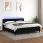 Letto a Molle con Materasso e LED Nero 160x200 cm in Tessuto Letto a Molle con Materasso e LED Nero 160x200 cm in Tessuto