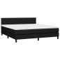 Letto a Molle con Materasso e LED Nero 160x200 cm in Tessuto Letto a Molle con Materasso e LED Nero 160x200 cm in Tessuto