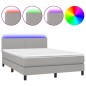 Letto a Molle Materasso e LED Grigio Chiaro 140x190 cm Tessuto Letto a Molle Materasso e LED Grigio Chiaro 140x190 cm Tessuto