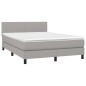 Letto a Molle Materasso e LED Grigio Chiaro 140x190 cm Tessuto Letto a Molle Materasso e LED Grigio Chiaro 140x190 cm Tessuto