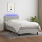 Letto a Molle Materasso e LED Grigio Chiaro 90x190 cm Tessuto Letto a Molle Materasso e LED Grigio Chiaro 90x190 cm Tessuto