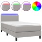 Letto a Molle Materasso e LED Grigio Chiaro 90x190 cm Tessuto Letto a Molle Materasso e LED Grigio Chiaro 90x190 cm Tessuto