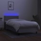Letto a Molle Materasso e LED Grigio Chiaro 90x190 cm Tessuto Letto a Molle Materasso e LED Grigio Chiaro 90x190 cm Tessuto