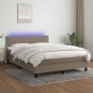 Letto a Molle con Materasso e LED Tortora 140x200 cm in Tessuto Letto a Molle con Materasso e LED Tortora 140x200 cm in Tessuto