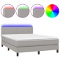 Letto a Molle Materasso e LED Grigio Chiaro 140x190 cm Tessuto Letto a Molle Materasso e LED Grigio Chiaro 140x190 cm Tessuto