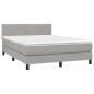 Letto a Molle Materasso e LED Grigio Chiaro 140x190 cm Tessuto Letto a Molle Materasso e LED Grigio Chiaro 140x190 cm Tessuto