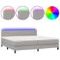 vidaXL Letto a Molle Materasso e LED Grigio Chiaro 200x200 cm Tessuto vidaXL Letto a Molle Materasso e LED Grigio Chiaro 200x200 cm Tessuto