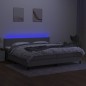 vidaXL Letto a Molle Materasso e LED Grigio Chiaro 200x200 cm Tessuto vidaXL Letto a Molle Materasso e LED Grigio Chiaro 200x200 cm Tessuto