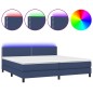 Letto a Molle Materasso e LED Blu 200x200cm in Tessuto Letto a Molle Materasso e LED Blu 200x200cm in Tessuto