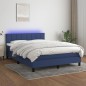 Letto a Molle con Materasso e LED Blu 140x200 cm in Tessuto Letto a Molle con Materasso e LED Blu 140x200 cm in Tessuto