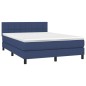 Letto a Molle con Materasso e LED Blu 140x200 cm in Tessuto Letto a Molle con Materasso e LED Blu 140x200 cm in Tessuto