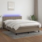 Letto a Molle con Materasso e LED Tortora 140x200 cm in Tessuto Letto a Molle con Materasso e LED Tortora 140x200 cm in Tessuto