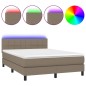 Letto a Molle con Materasso e LED Tortora 140x200 cm in Tessuto Letto a Molle con Materasso e LED Tortora 140x200 cm in Tessuto
