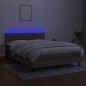 Letto a Molle con Materasso e LED Tortora 140x200 cm in Tessuto Letto a Molle con Materasso e LED Tortora 140x200 cm in Tessuto