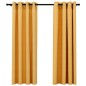 Tende Oscuranti Effetto Lino con Occhielli 2pz Gialle 140x175cm Tende Oscuranti Effetto Lino con Occhielli 2pz Gialle 140x175cm