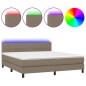 Letto a Molle con Materasso e LED Tortora 160x200 cm in Tessuto Letto a Molle con Materasso e LED Tortora 160x200 cm in Tessuto