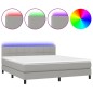 Letto a Molle Materasso e LED Grigio Chiaro 180x200 cm Tessuto Letto a Molle Materasso e LED Grigio Chiaro 180x200 cm Tessuto